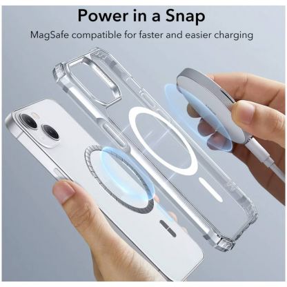 ESR Air Armor HaloLock MagSafe Case - хибриден удароустойчив кейс с MagSafe за iPhone 14, iPhone 13 (прозрачен) 2