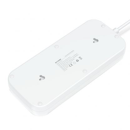 Blitzwolf 8 AC Outlets With USB-A and USB-C Ports Extension Power Strip 2500W - разклонител с 3xUSB-A и 1хUSB-C порта и 8хAC изхода (бял) 4