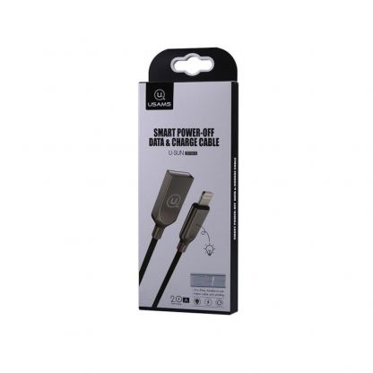 Usams U-Sun Smart Power-Off Lightning to USB Cable - USB към Lightning кабел за Apple устройства с Lightning порт (60 см) (черен) 4