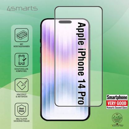 4smarts Second Glass X-Pro Full Cover Glass - калено стъклено защитно покритие за дисплея на iPhone 14 Pro (черен-прозрачен) 7