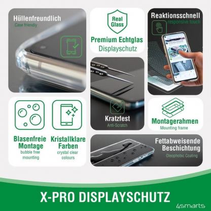 4smarts Second Glass X-Pro Full Cover Glass - калено стъклено защитно покритие за дисплея на iPhone 14 Pro (черен-прозрачен) 8
