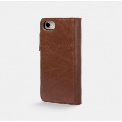 Trunk Leather Wallet Case - кожен (естествена кожа) калъф, тип портфейл с магнитно захващане за iPhone 13 mini (кафяв) 6