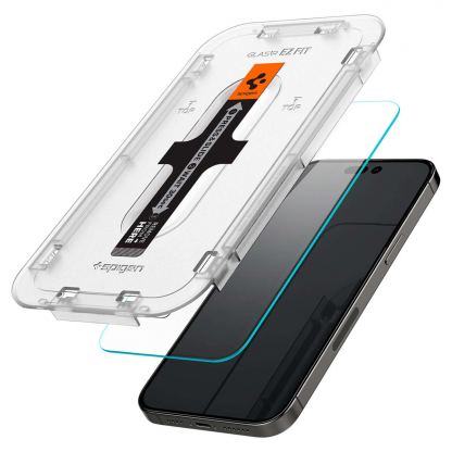 Spigen Glas.tR EZ Fit Tempered Glass - калено стъклено защитно покритие за дисплея на iPhone 14 Plus, iPhone 13 Pro Max (прозрачен) (2 броя) 2