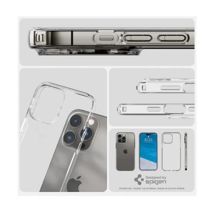 Spigen Liquid Crystal Case - тънък силиконов (TPU) калъф за iPhone 14 Pro (прозрачен)  2