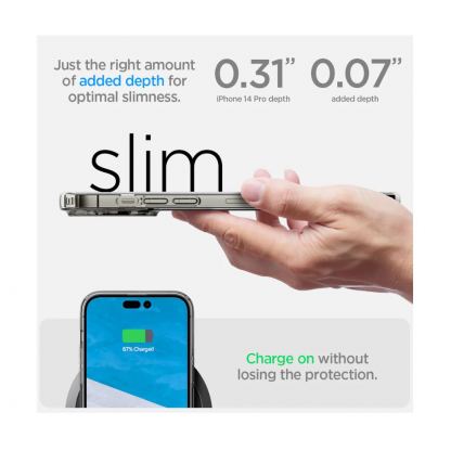 Spigen Liquid Crystal Case - тънък силиконов (TPU) калъф за iPhone 14 Pro (прозрачен)  3