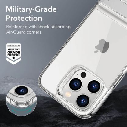 ESR Air Shield Boost Case - удароустойчив хибриден кейс с вградена поставка за iPhone 14 Pro (прозрачен) 5