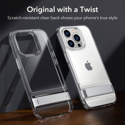 ESR Air Shield Boost Case - удароустойчив хибриден кейс с вградена поставка за iPhone 14 Pro (прозрачен) 6