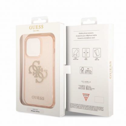 Guess Big 4G Full Glitter Case - силиконов (TPU) калъф за iPhone 14 Pro (златист)  6