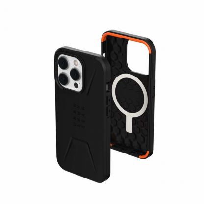 Urban Armor Gear Civilian MagSafe Case - удароустойчив хибриден кейс с MagSafe за iPhone 14 Pro (черен) 4