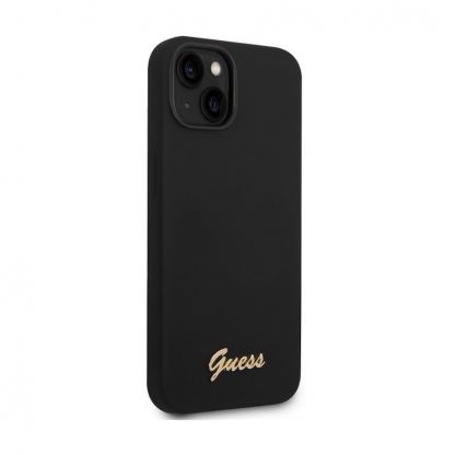 Guess Liquid Silicone Metal Logo Case - силиконов (TPU) калъф за iPhone 14 (черен)  2