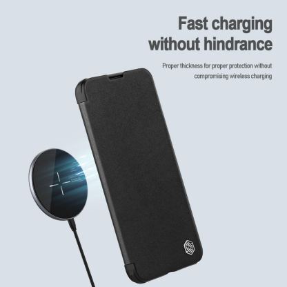 Nillkin Qin Book Pro Leather Flip Case - кожен калъф, тип портфейл за iPhone 14 Pro (черен) 6