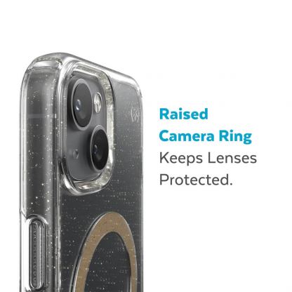 Speck Presidio Glitter Perfect Clear - удароустойчив хибриден кейс с Magsafe за iPhone 14 Plus (прозрачен) 7