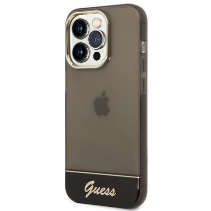 Guess Camera Outline Case - дизайнерски кейс с висока защита за iPhone 14 Pro Max (черен) 2