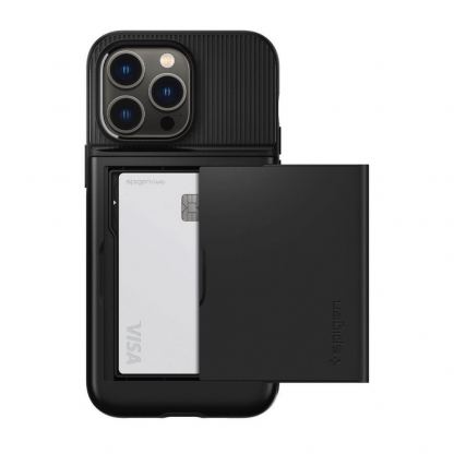 Spigen Slim Armor CS Case - хибриден кейс с отделение за кр. карти и най-висока степен на защита за iPhone 14 Pro (черен) 2