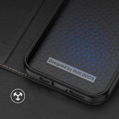Dux Ducis Skin X2 Case - кожен калъф с поставка и отделение за кр. карти за iPhone 14 Pro (черен) 10