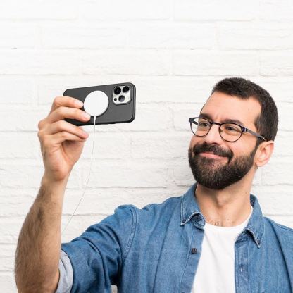 Dux Ducis Grit Faux Leather MagSafe Case - дизайнерски кожен кейс с MagSafe за iPhone 14 Pro Max (черен) 3