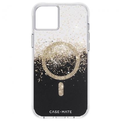 CaseMate Karat Onyx MagSafe Case - дизайнерски удароустойчив кейс със златни нишки и MagSafe за iPhone 14 Plus (прозрачен) 2