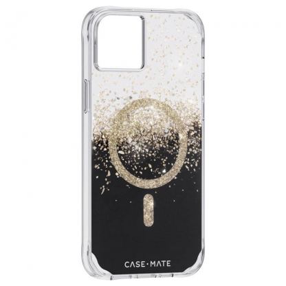 CaseMate Karat Onyx MagSafe Case - дизайнерски удароустойчив кейс със златни нишки и MagSafe за iPhone 14 Plus (прозрачен) 3
