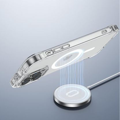 Joyroom Magnetic Defender Series Magsafe Case - хибриден удароустойчив кейс с вградена поставка за iPhone 14 Pro (прозрачен) 5