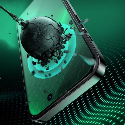 Joyroom Knight Green Tempered Glass with Anti Blue Light (JR-G02) - калено стъклено защитно покритие със защитен филтър за дисплея на iPhone 14 Pro (черен-прозрачен) 8