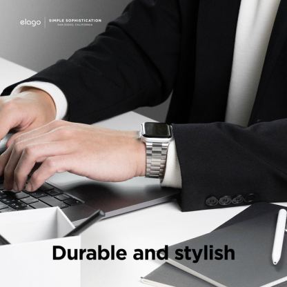 Elago Metal Stainless Steel Band - стоманена, неръждаема каишка за Apple Watch 42мм, 44мм, 45мм, 46мм, Ultra 49мм (розово злато) 4