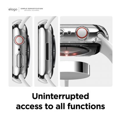 Elago Clear Shield Case - качествен твърд кейс с вграден стъклен протектор за дисплея на Apple Watch 8 45мм, Apple Watch 7 45мм (прозрачен) 4
