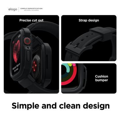 Elago Armor Case - удароустойчив TPU кейс с вградена каишка за Apple Watch 40мм, 41мм (черен) 3