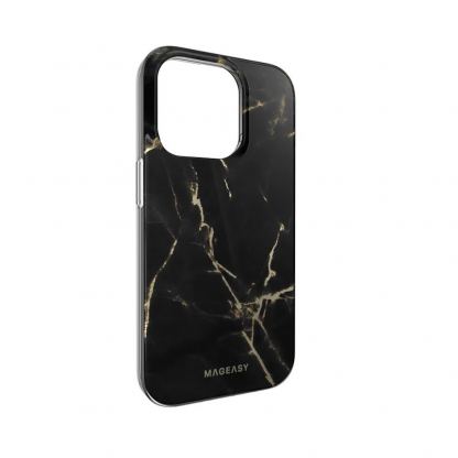 Mageasy Marble Case - дизайнерски хибриден удароустойчив кейс за iPhone 14 Pro (черен)  3