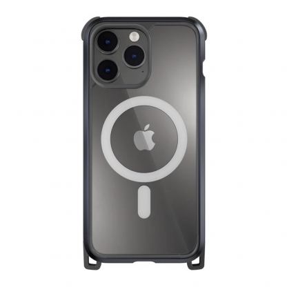 Mageasy Odyssey+ M Metal Black Case With Magsafe - удароустойчив хибриден кейс с Magsafe и връзка с карабинер за iPhone 14 Pro (черен)  2