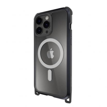 Mageasy Odyssey+ M Metal Black Case With Magsafe - удароустойчив хибриден кейс с Magsafe и връзка с карабинер за iPhone 14 Pro (черен)  3