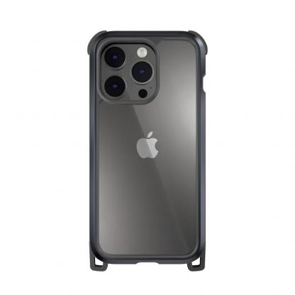 Mageasy Odyssey+ Metal Black Case - удароустойчив хибриден кейс с връзка и карабинер за iPhone 14 Pro (черен)  2