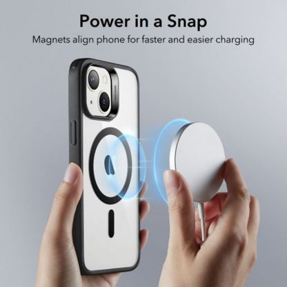 ESR CH HaloLock MagSafe Case - хибриден удароустойчив кейс с MagSafe за iPhone 14, iPhone 13 (прозрачен-черен) 4