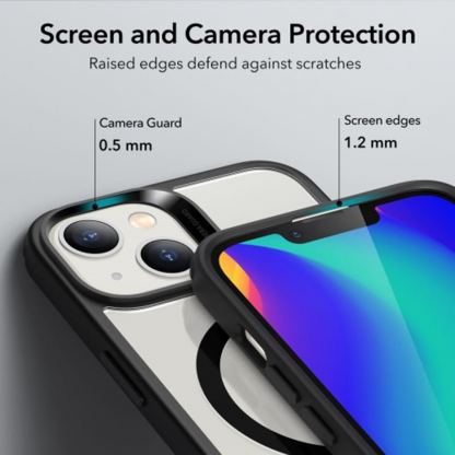 ESR CH HaloLock MagSafe Case - хибриден удароустойчив кейс с MagSafe за iPhone 14, iPhone 13 (прозрачен-черен) 7