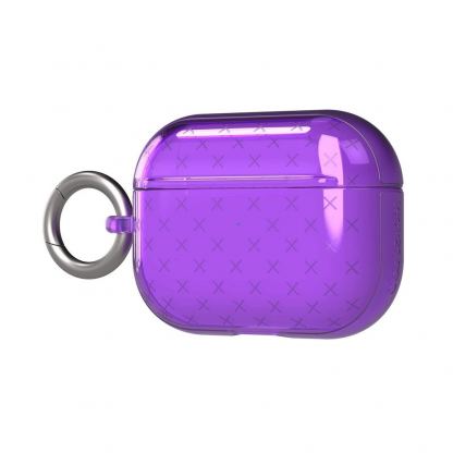 Tech21 Airpods Pro Evo Check TPU Case - силиконов (TPU) калъф с карабинер за Apple Airpods Pro (лилав)  2