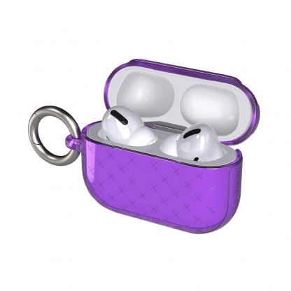 Tech21 Airpods Pro Evo Check TPU Case - силиконов (TPU) калъф с карабинер за Apple Airpods Pro (лилав)  3