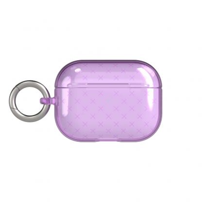 Tech21 Airpods Pro Evo Check TPU Case - силиконов (TPU) калъф с карабинер за Apple Airpods Pro (светлолилав)  2