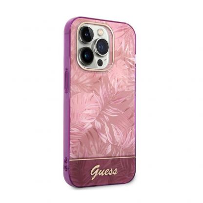 Guess Jungle Hybrid Case - дизайнерски кейс с висока защита за iPhone 14 Pro (розов) 5