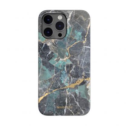 Mageasy Marble Case - дизайнерски хибриден удароустойчив кейс за iPhone 14 Pro Max (син)  2