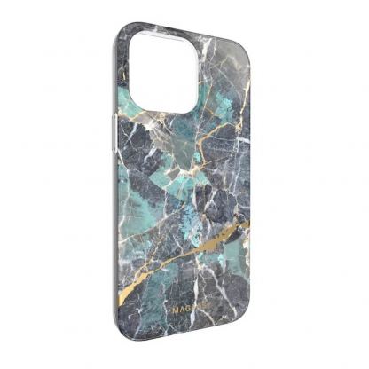 Mageasy Marble Case - дизайнерски хибриден удароустойчив кейс за iPhone 14 Pro Max (син)  4