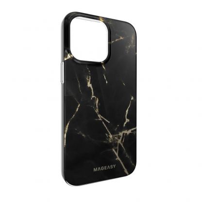 Mageasy Marble Case - дизайнерски хибриден удароустойчив кейс за iPhone 14 Pro Max (черен)  3