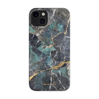 Mageasy Marble Case - дизайнерски хибриден удароустойчив кейс за iPhone 14 Plus (син)  6
