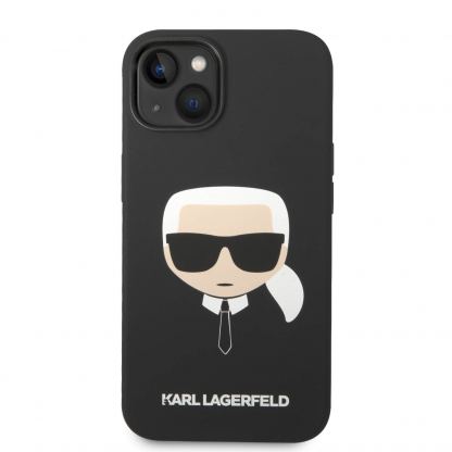 Karl Lagerfeld Liquid Silicone Karl Head Case - дизайнерски силиконов кейс за iPhone 14 Plus (черен) 2
