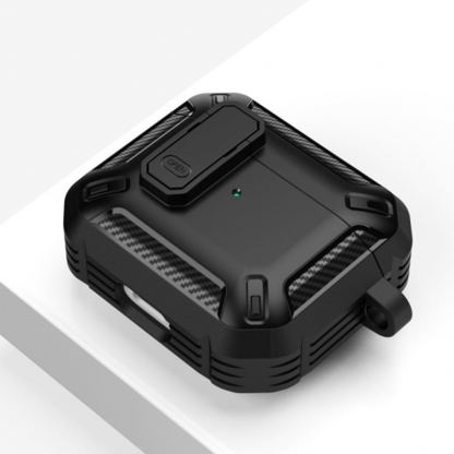 Tech-Protect X-Carbo Hybrid Case - хибриден удароустойчив кейс с карабинер за Apple Airpods Pro, Airpods Pro 2 (сив-камуфлаж) 3
