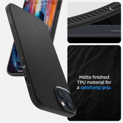 Spigen Liquid Air Case - силиконов (TPU) калъф с висока степен на защита за iPhone 14 (черен) 10