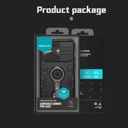 Nillkin CamShield Armor Pro Hard Case - хибриден удароустойчив кейс с пръстен против изпускане за iPhone 14 Pro (черен) 5