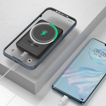 Dudao Magnetic Wireless Power Bank 5000 mAh 10W - безжична преносима външна батерия с USB-C вход за iPhone с Magsafe (черен) 5