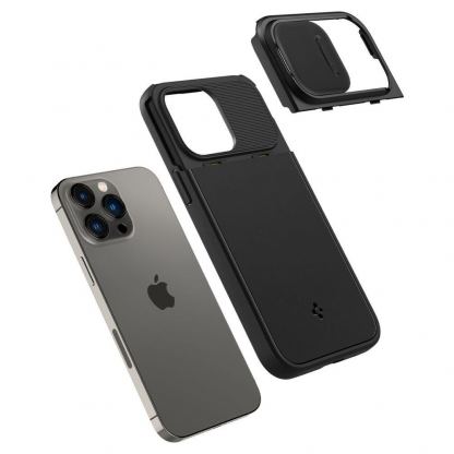 Spigen Optik Armor MagFit MagSafe Case - тънък качествен силиконов (TPU) калъф с капак за камерата с MagSafe за iPhone 14 Pro Max (черен) 10