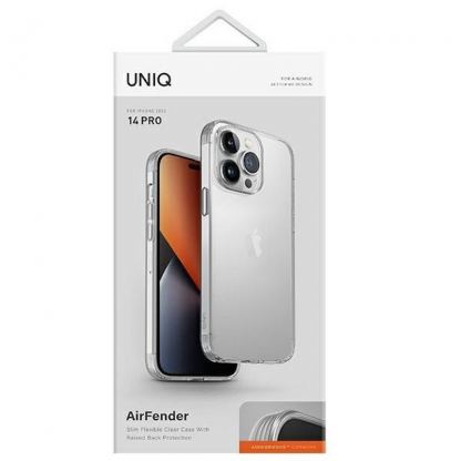 Uniq AirFender Slim Flexible Case - удароустойчив силиконов (TPU) калъф за iPhone 14 Pro (прозрачен) 8
