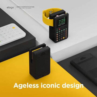 Elago W8 Watch Stand - силиконова винтидж поставка с формата на калкулатор за Apple Watch (черна) 7