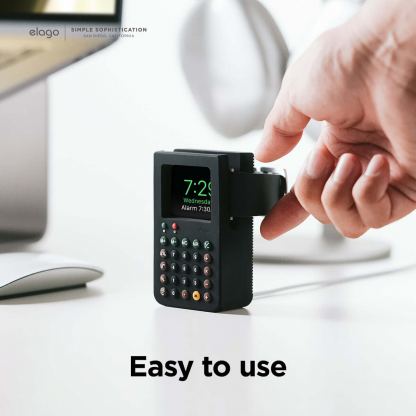 Elago W8 Watch Stand - силиконова винтидж поставка с формата на калкулатор за Apple Watch (черна) 9
